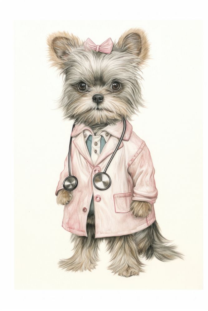 A cute animal doctor character drawing sketch illustrated.