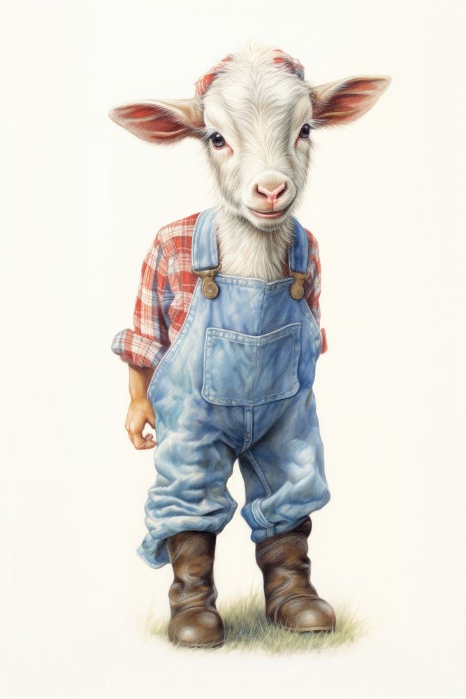A cute animal farmer character livestock clothing footwear.