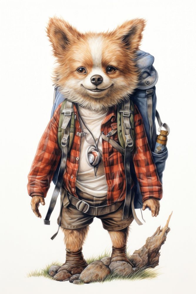 A cute backpacker animal character clothing wildlife apparel.