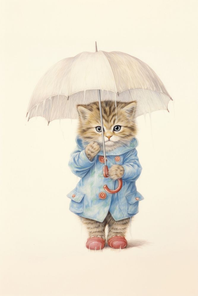 A cute cat character carry an umbrella photography portrait clothing.