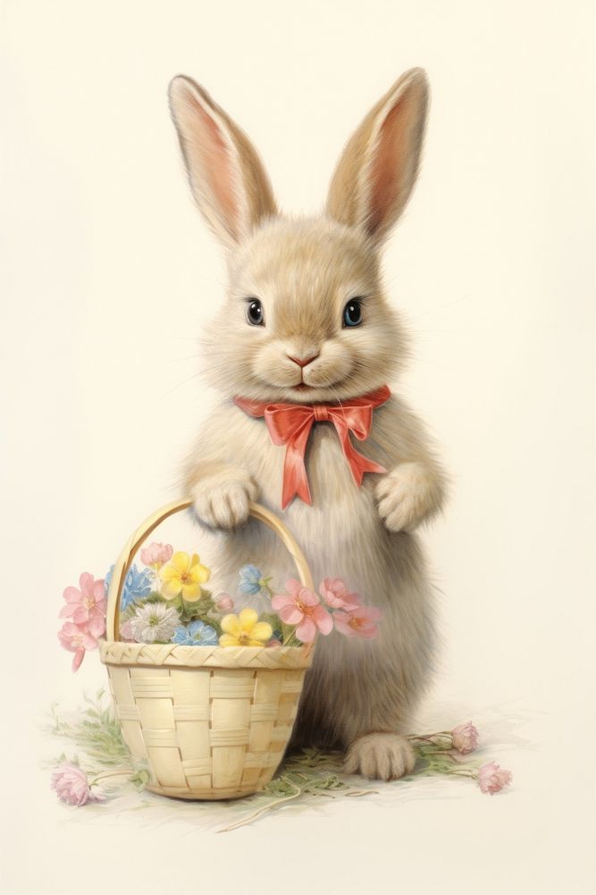 A cute easter animal character mammal rabbit basket.