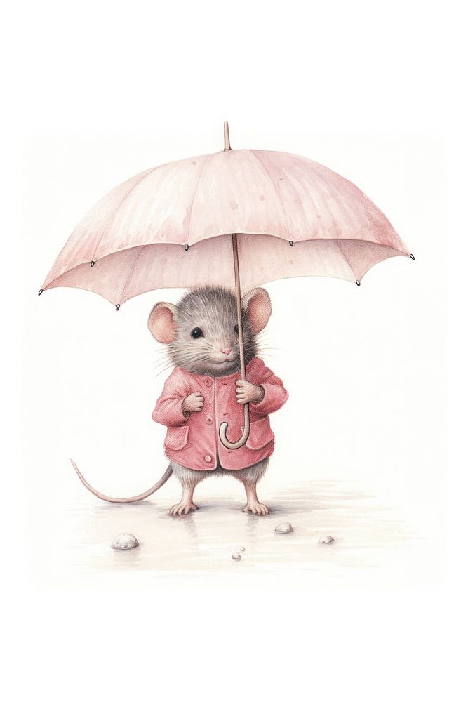 A cute rat character carry an umbrella animal mammal rodent.