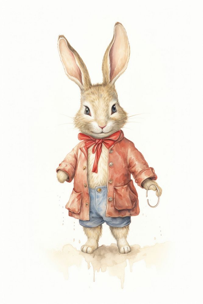 A rabbit character clothing kangaroo apparel.