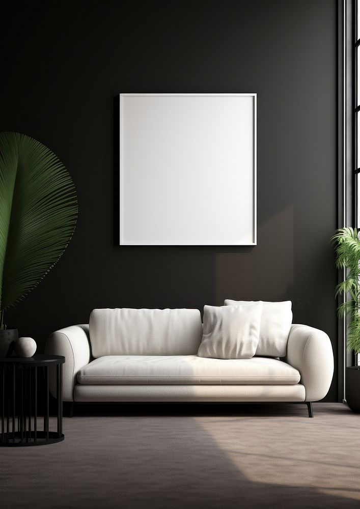 Modern frame mockup room wall architecture.
