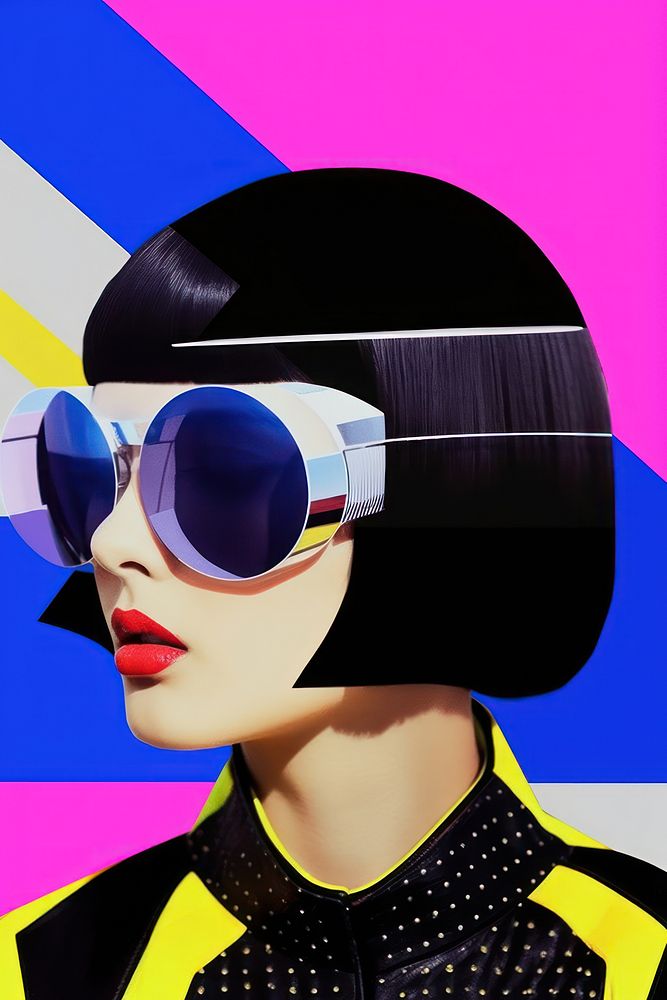 Minimal retro collage of futuristic fashion art accessories photography.