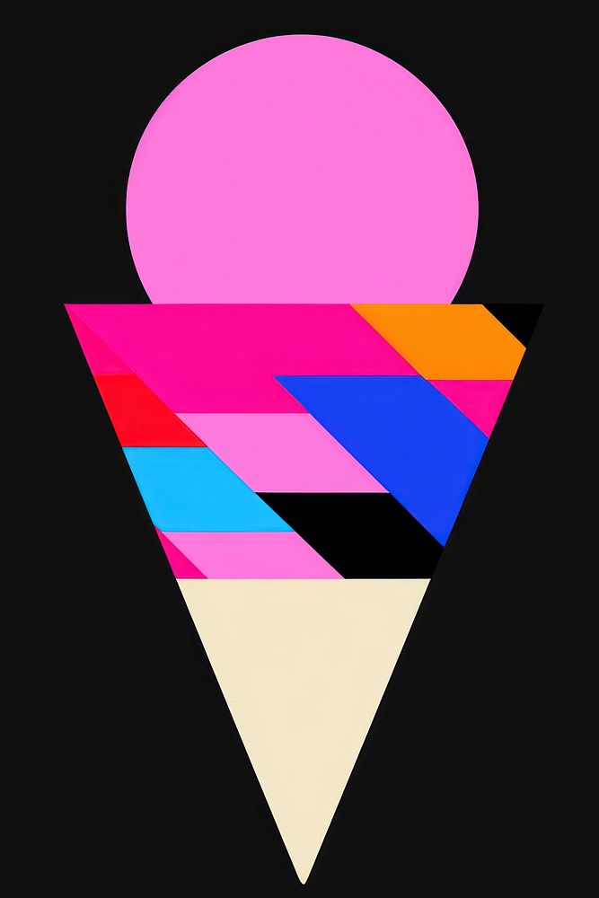 Minimal retro collage of ice cream astronomy letterbox triangle.