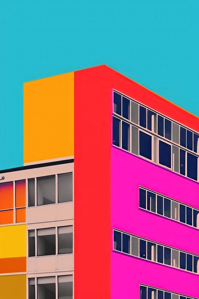 Minimal retro collage of urban building architecture outdoors housing.