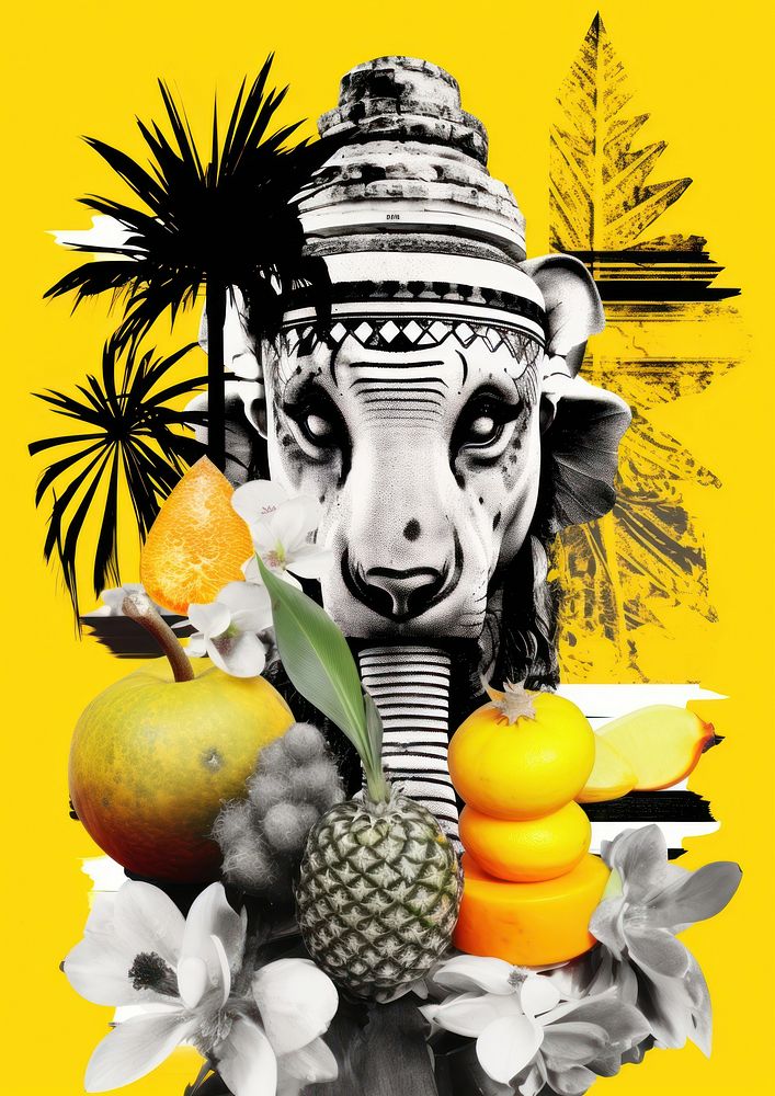 Thai summer collage art pineapple.