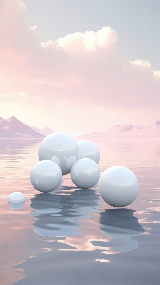 A few white spheres floating in the air sky outdoors balloon.