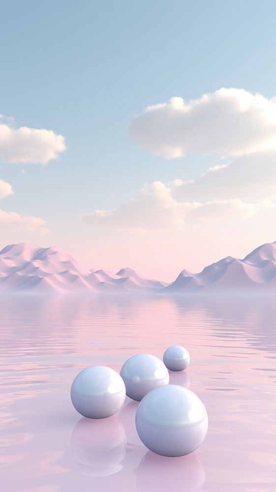 A few white spheres floating in the air sky outdoors scenery.