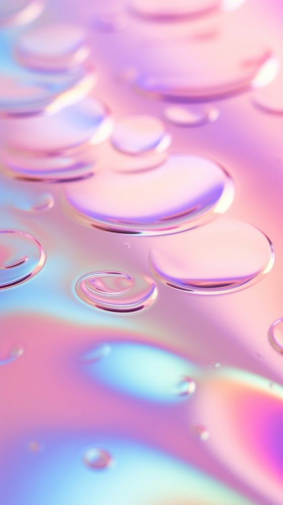 A rainbow pastel background with water ripples droplet blossom purple.