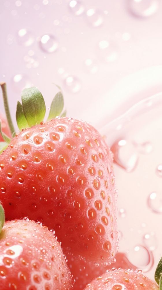 Light pink pastel fresh strawberries strawberry produce fruit.