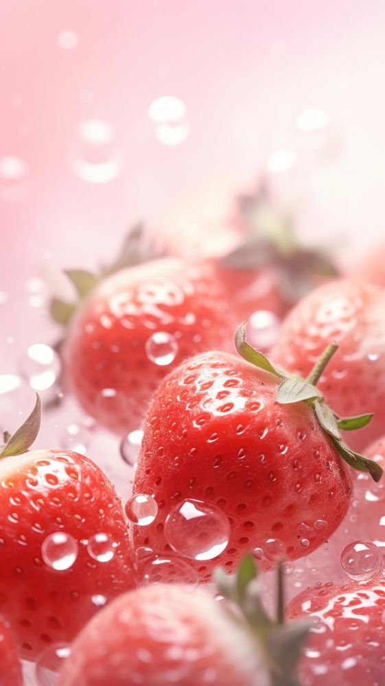 Light pink pastel fresh strawberries strawberry pear produce.