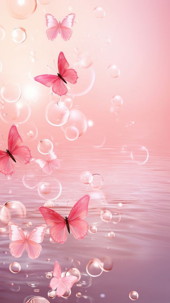 Pink butterflies chandelier graphics outdoors.