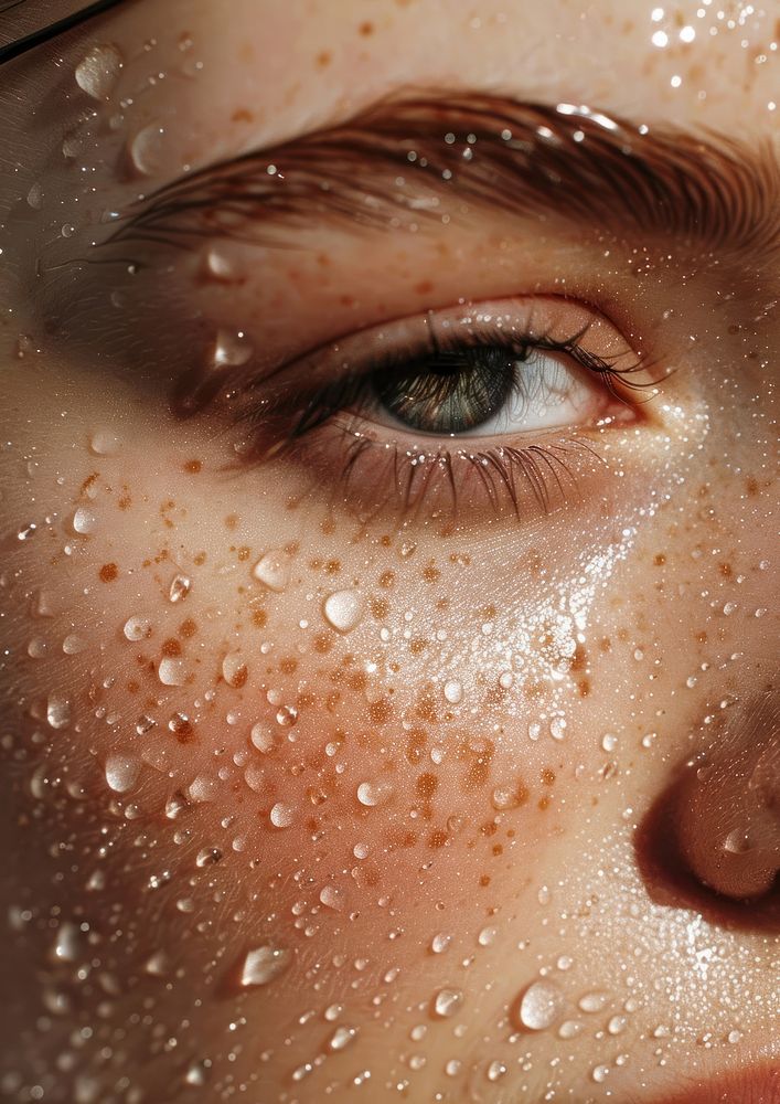 Healthy skin details cover with water drop sweating person human.