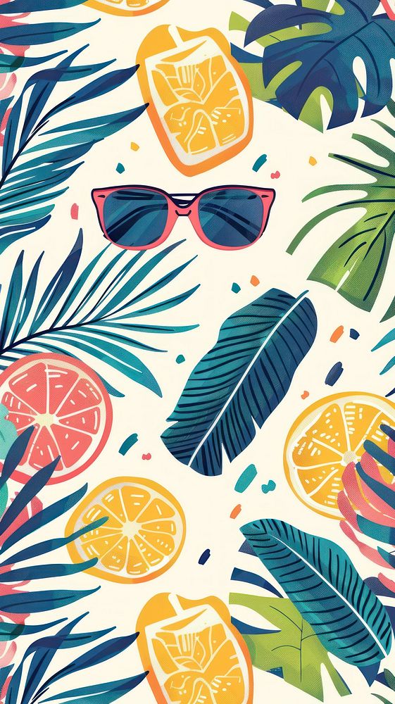 Summer pattern with colorful summer accessories sunglasses.