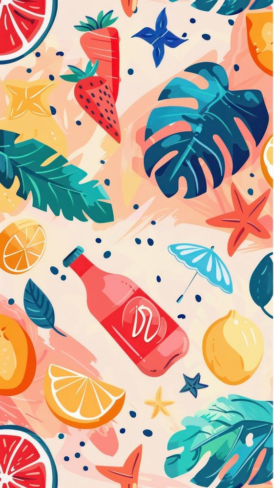 Summer pattern with colorful summer grapefruit graphics.