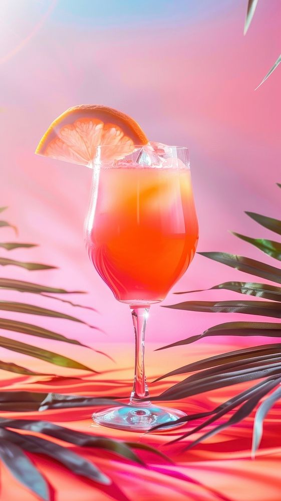 Creative summer background cocktail grapefruit beverage.