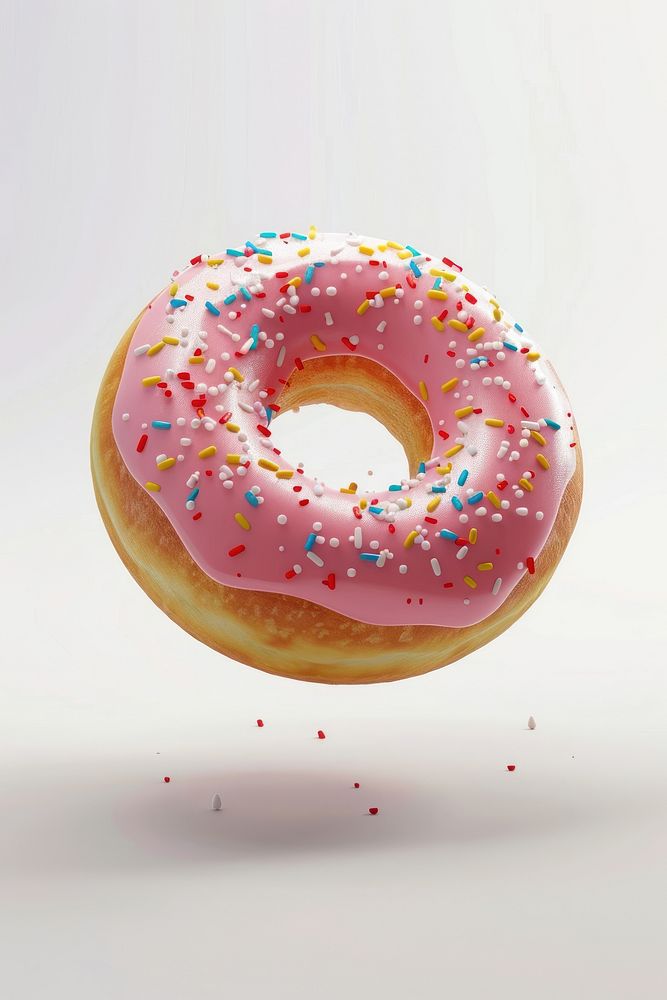 3D illustration of donut food confectionery sprinkles.