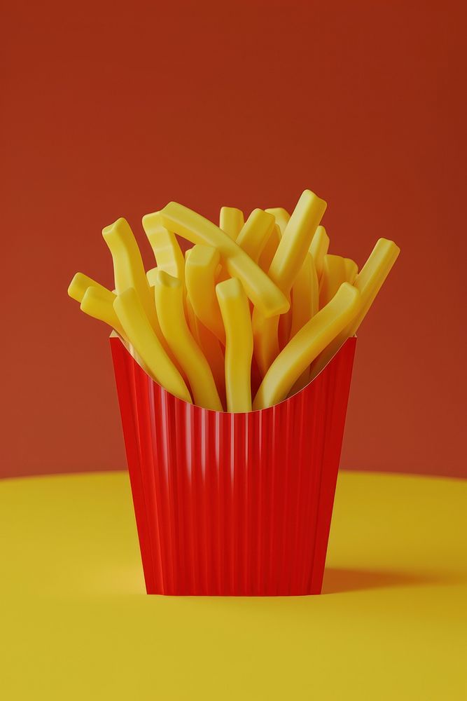 3D illustration of french fries food smoke pipe.