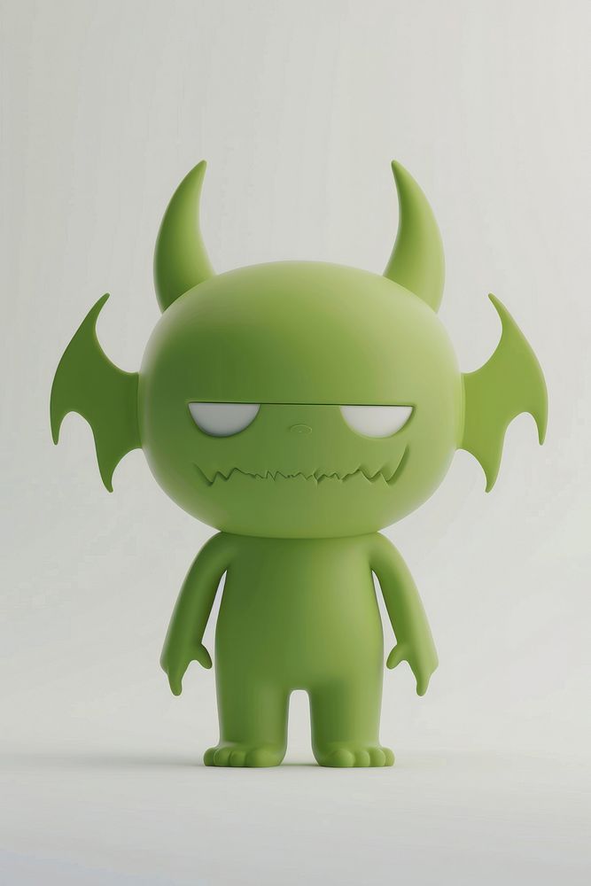 3d render of demon green alien toy.