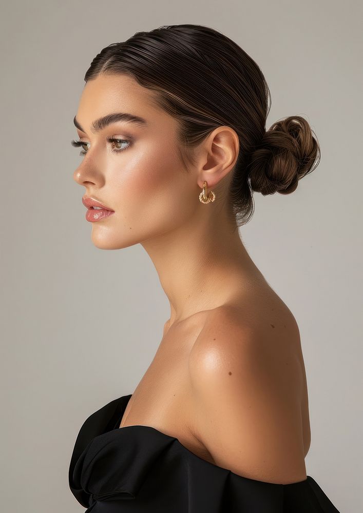 Gold earrings woman female person.
