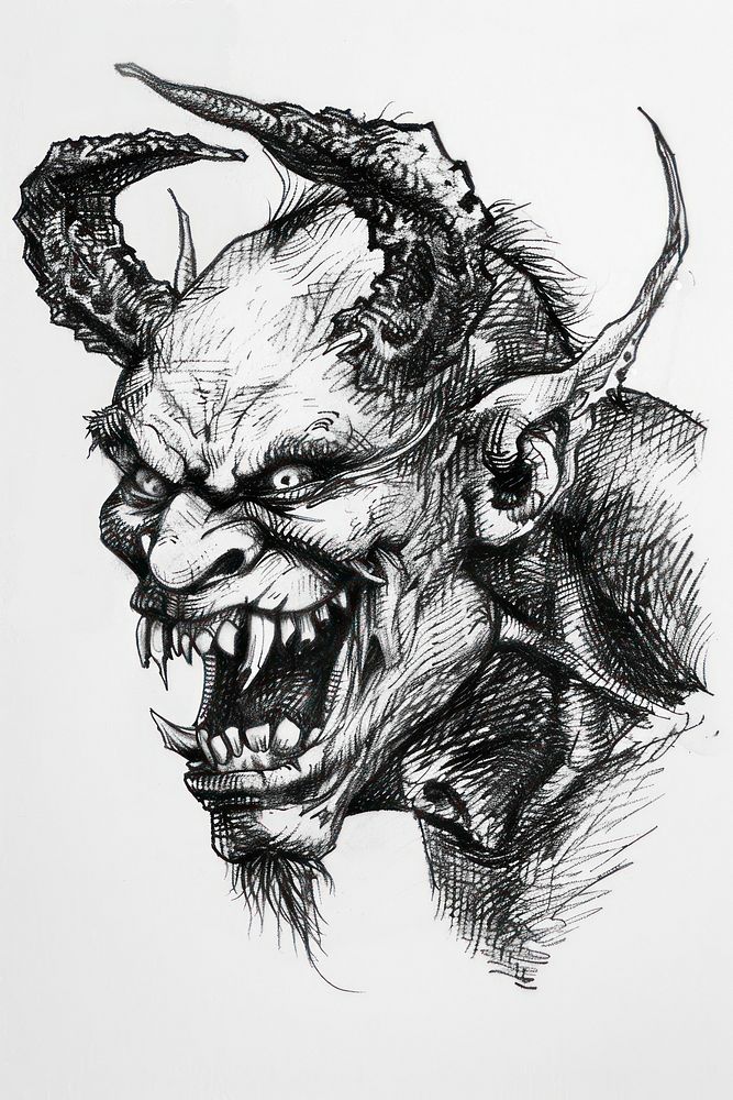 Etching illustration demon sketch illustrated | Free Photo Illustration ...