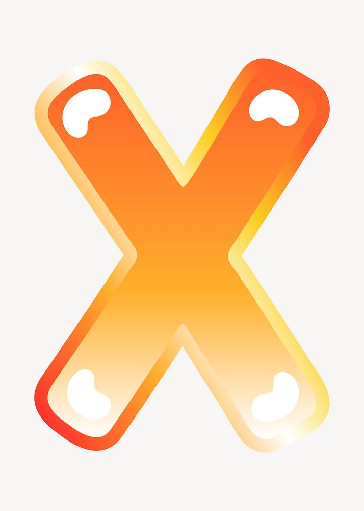 Cross mark icon in cute funky orange shape illustration