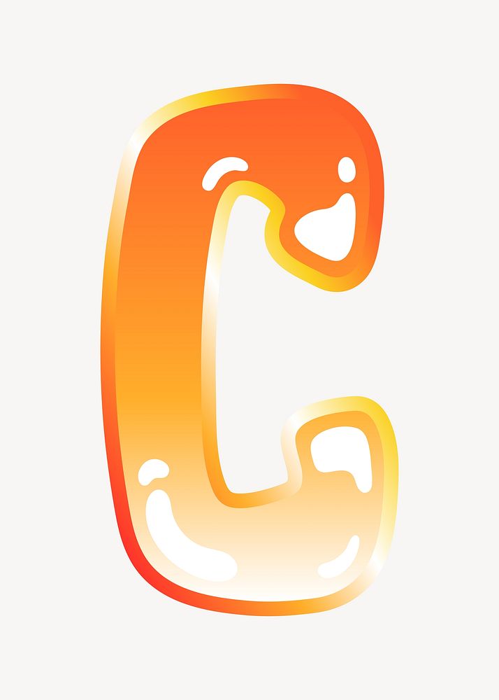 Letter c in cute funky orange alphabet illustration