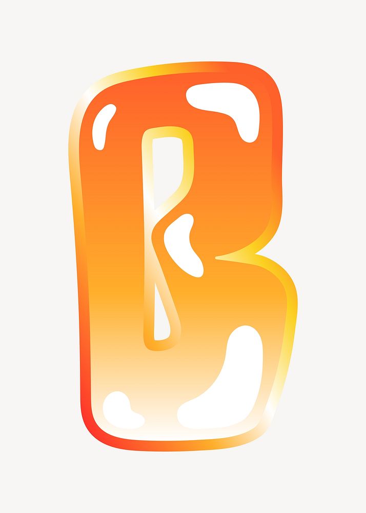 Letter b in cute funky orange alphabet illustration