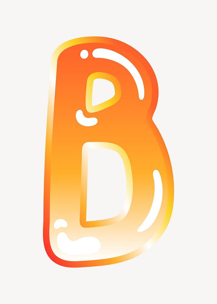 Letter b in cute funky orange alphabet illustration