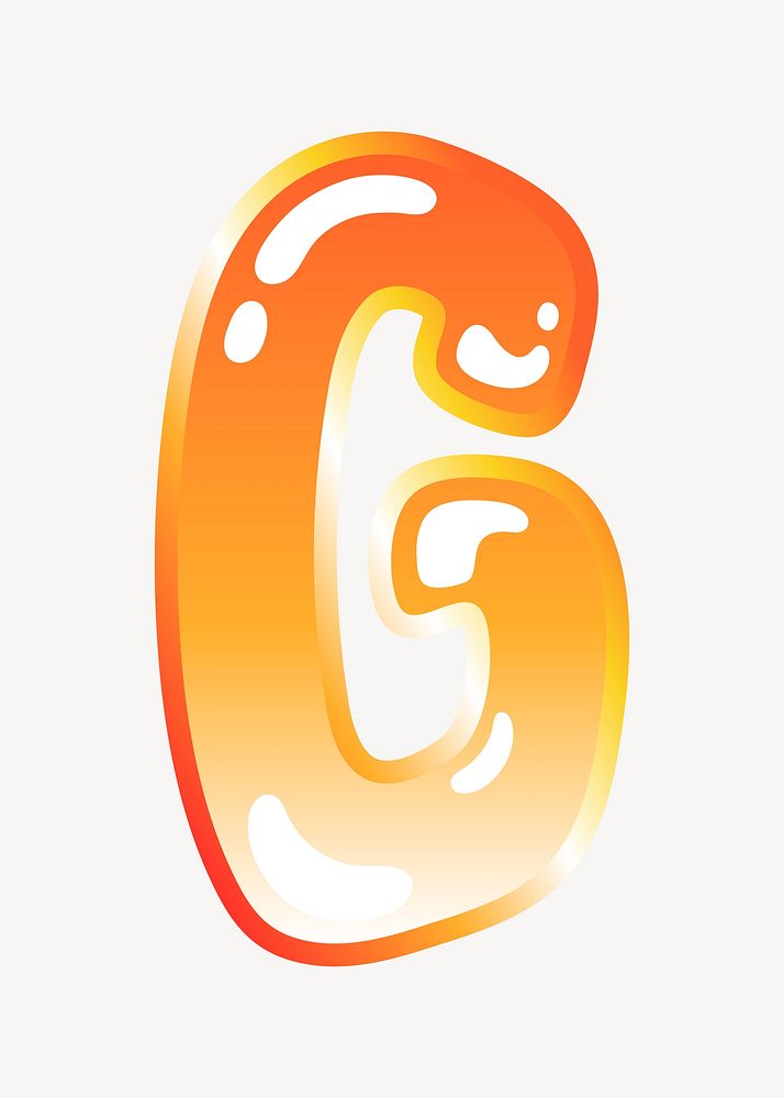 Letter g in cute funky orange alphabet illustration
