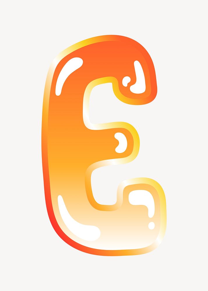 Letter e in cute funky orange alphabet illustration