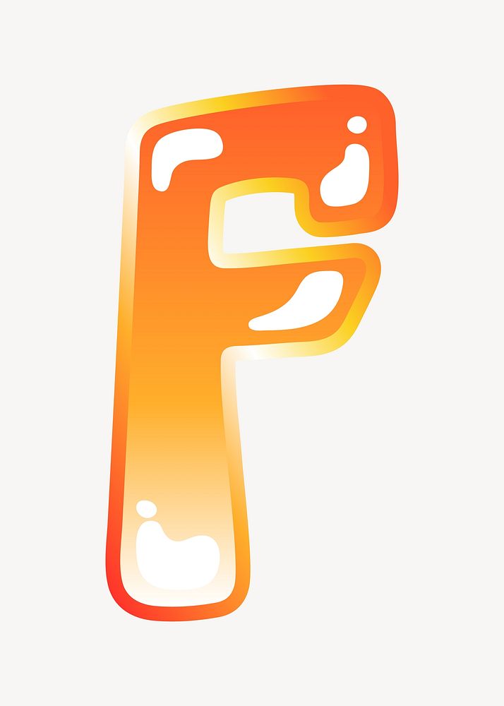 Letter f in cute funky orange alphabet illustration