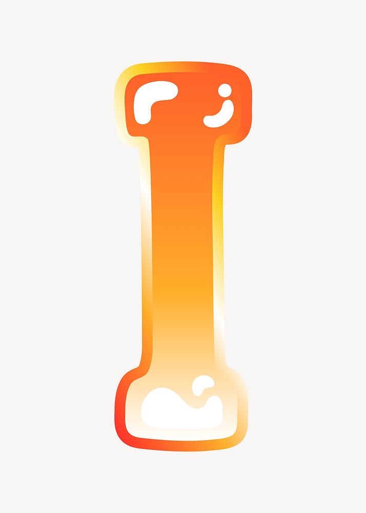 Letter i in cute funky orange alphabet illustration