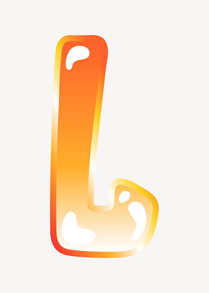 Letter l in cute funky orange alphabet illustration