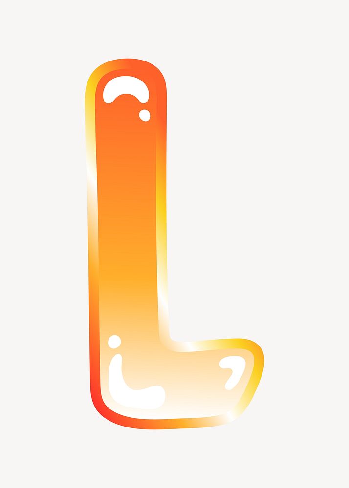 Letter l in cute funky orange alphabet illustration