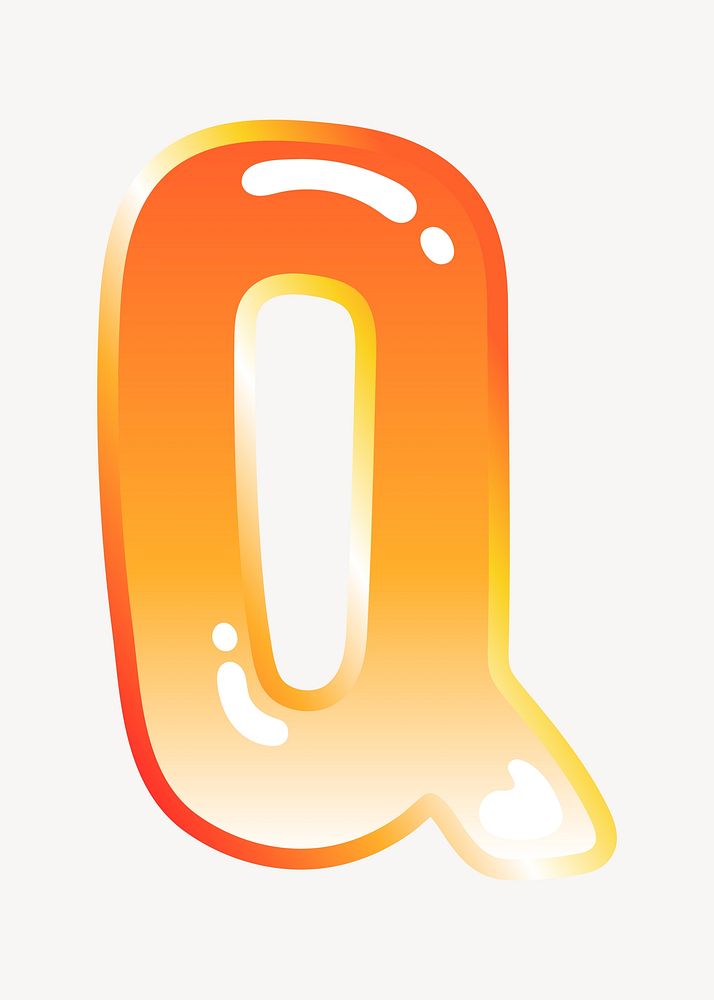 Letter q in cute funky orange alphabet illustration