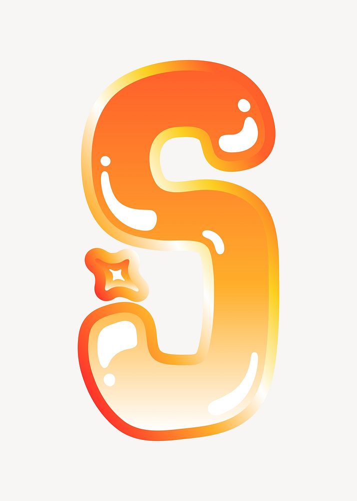 Letter s in cute funky orange alphabet illustration
