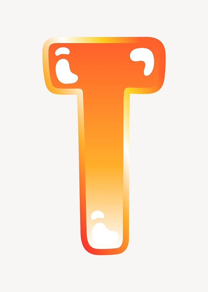Letter t in cute funky orange alphabet illustration