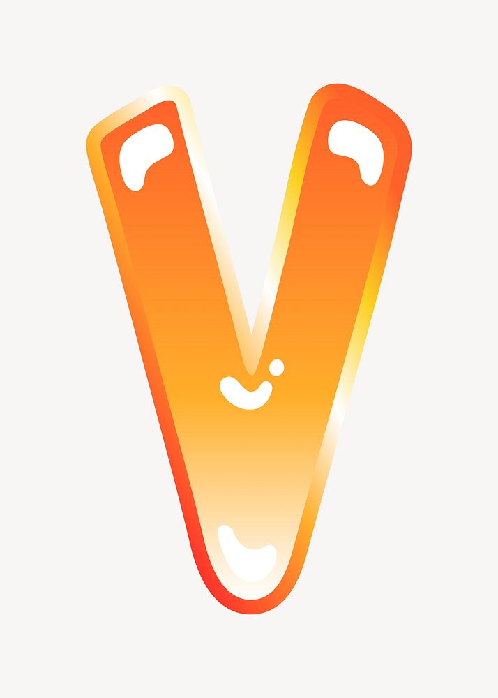 Letter v in cute funky orange alphabet illustration