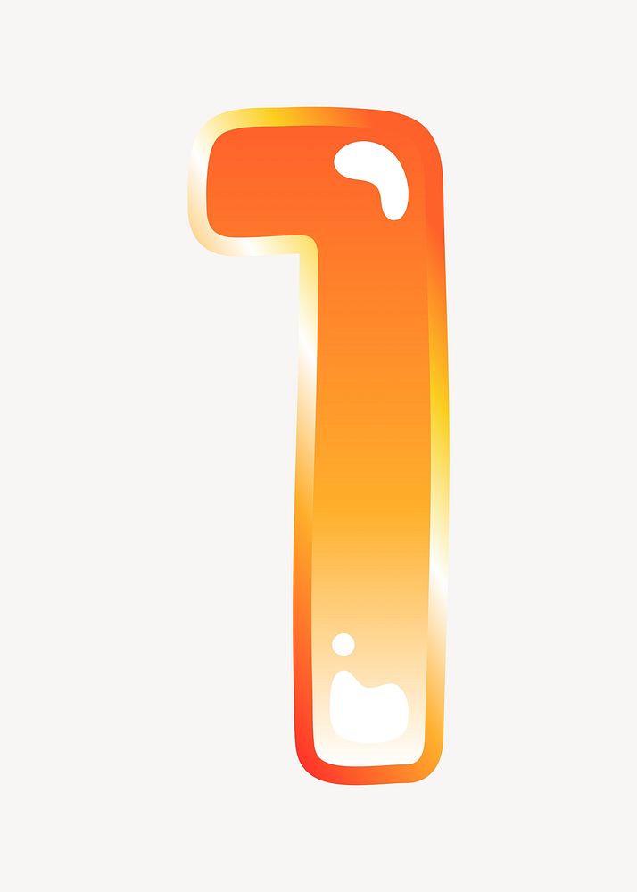 Number 1 in cute funky orange alphabet illustration