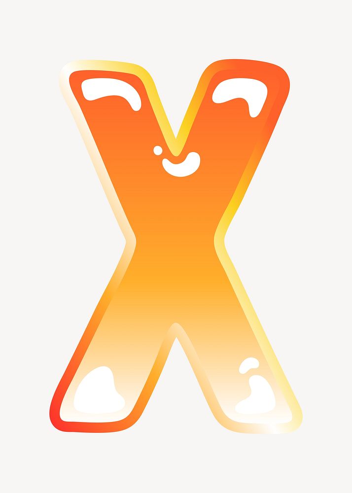 Letter x in cute funky orange alphabet illustration
