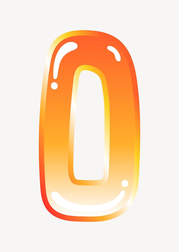 Number 0 in cute funky orange alphabet illustration