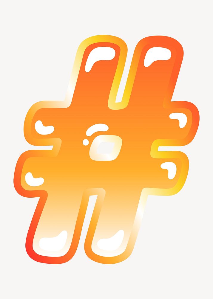 Hashtag sign in cute funky orange symbol illustration