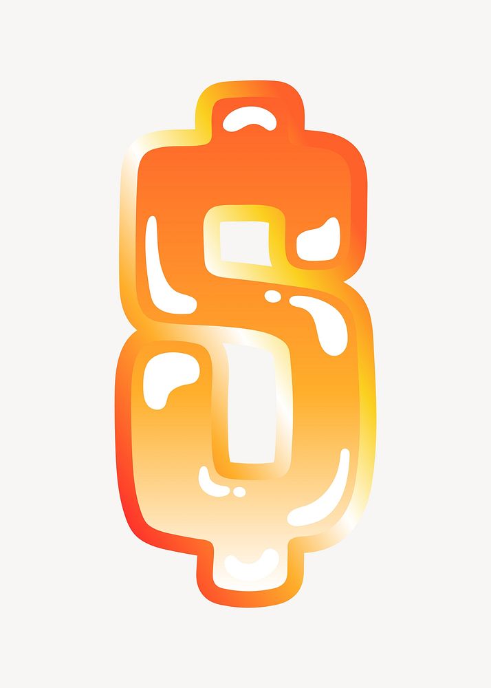 Dollar sign in cute funky orange symbol illustration