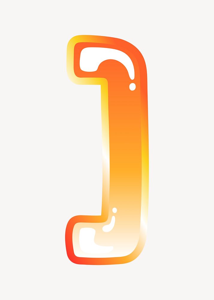 Square bracket sign in cute funky orange symbol illustration