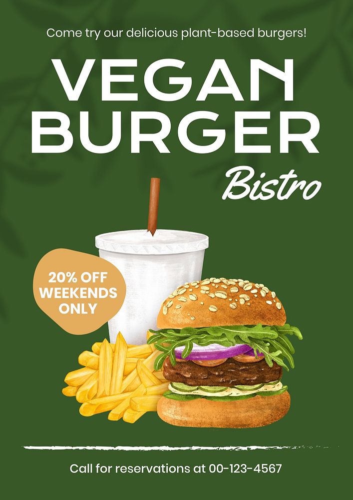 Vegan burger customizable poster template