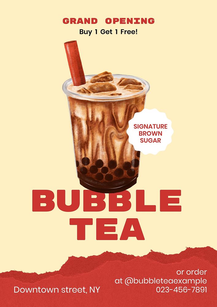 Bubble tea  poster template