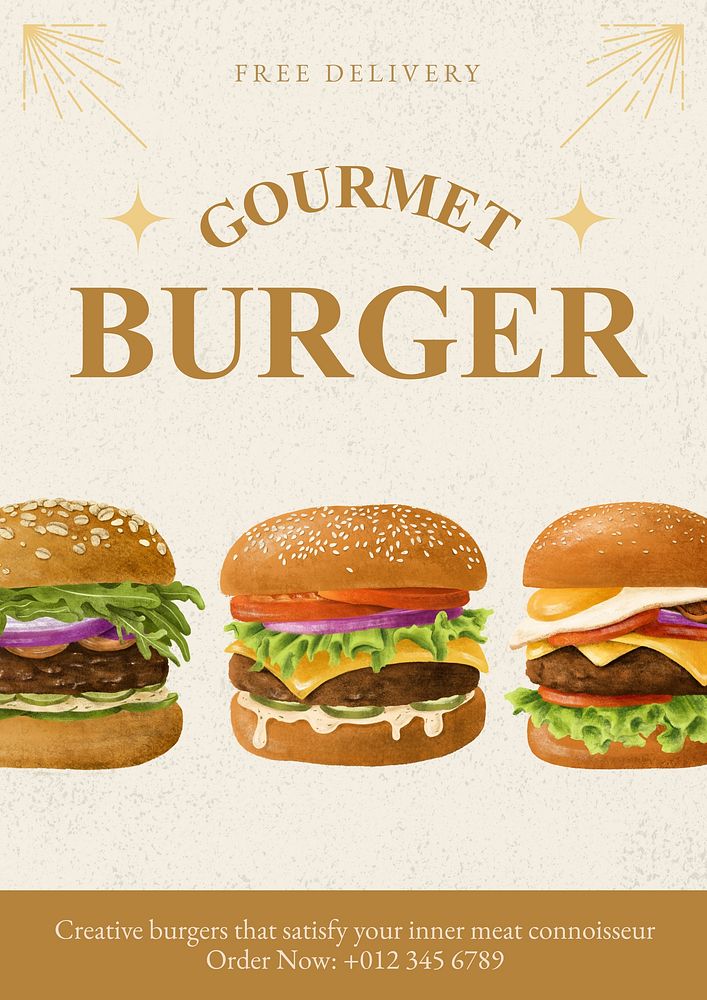 Gourmet burger customizable poster template